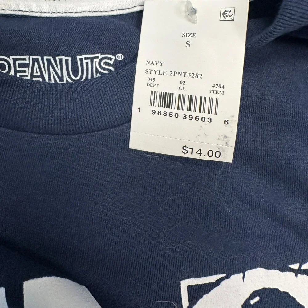 Peanuts Snoopy One Cool Dad Graphic T-Shirt‎ Mens Size S Navy Blue